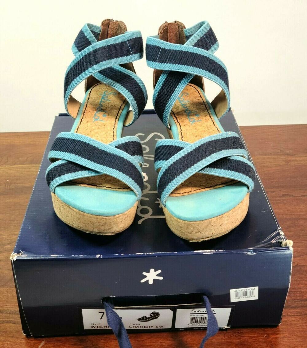 Splendid "Wishful" Cork Wedge Heel Sandals Shoes Women's Size 7 Chambry